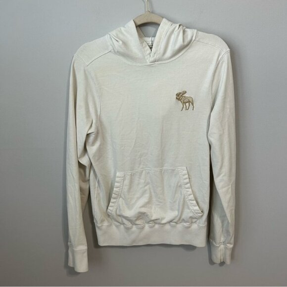 Abercrombie & Fitch Men’s White Cream Sweatshirt Hoodie Logo Size Medium - Picture 5 of 7